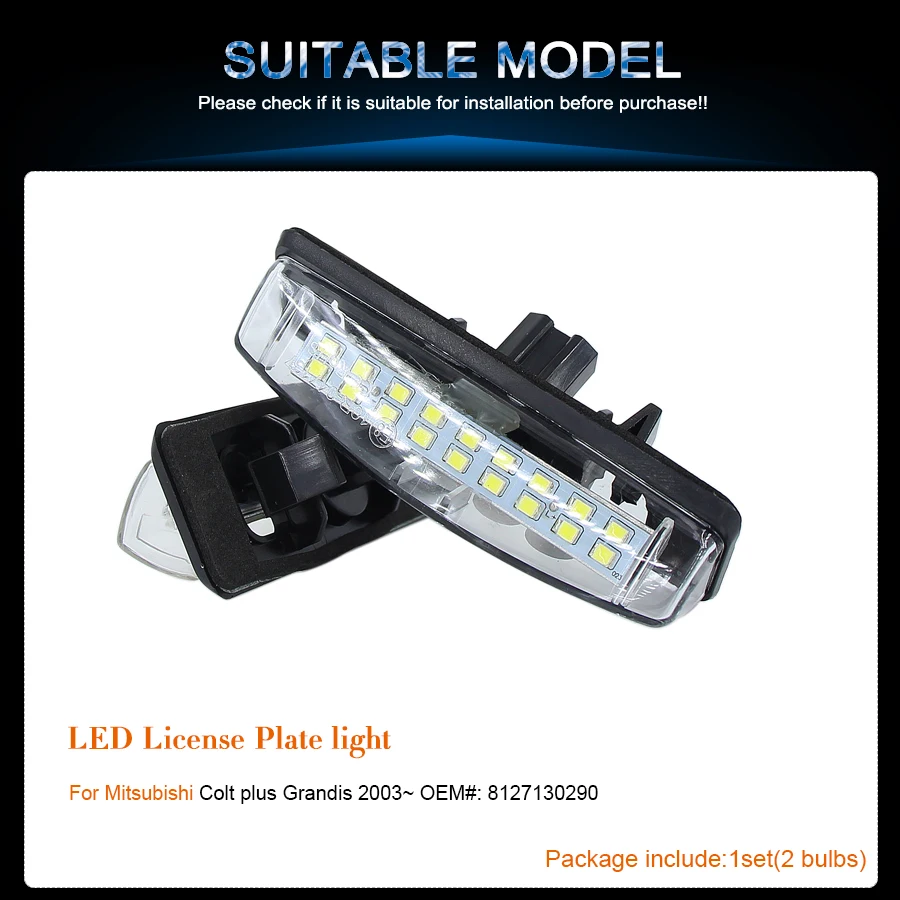 2Pcs CanBus No Error License Plate Lights For Mitsubishi Colt plus Grandis 2003~ OEM#: 8127130290 Number lamp