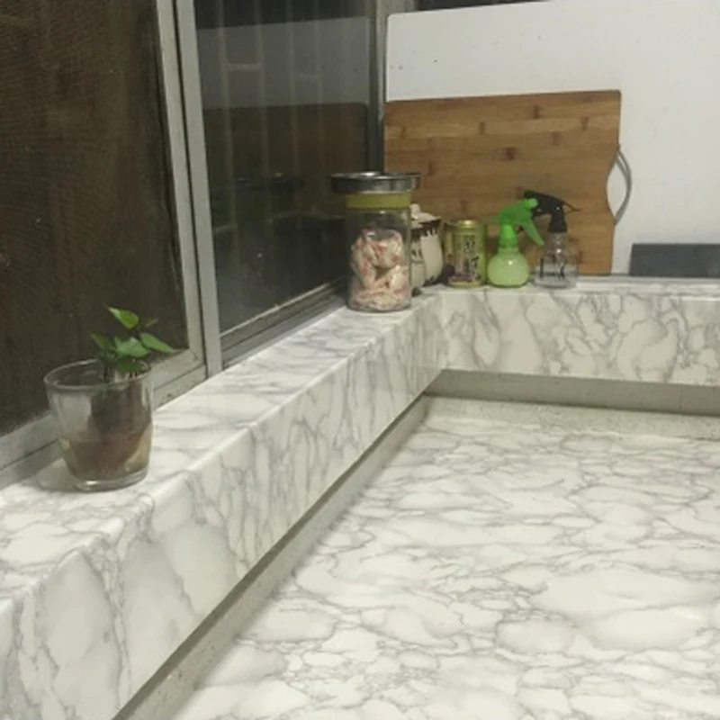 PVC Waterproof Marble Self-Adhesive Wall Stickers Old Furniture Decorative Film Bedroom Windowsill Tabletop Renovation Wallpaper