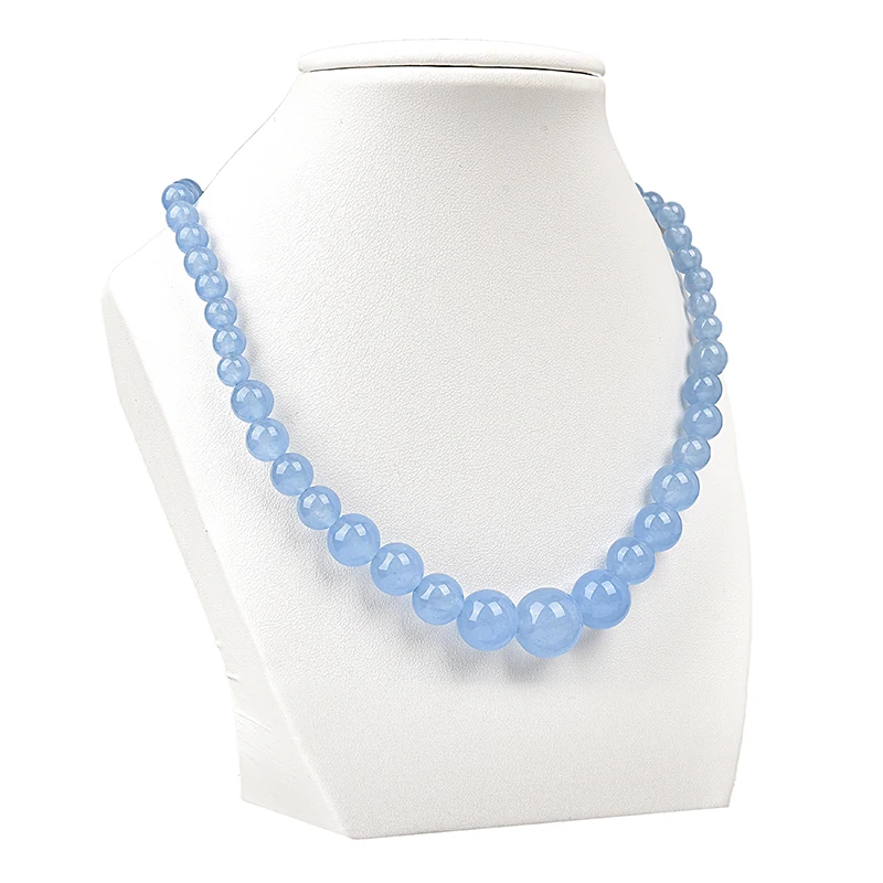 Liked the sea Pure Blue and Round Natural Aquamarine Jasper Necklace 18inch 6-14mm Size For jewelry accessories H116