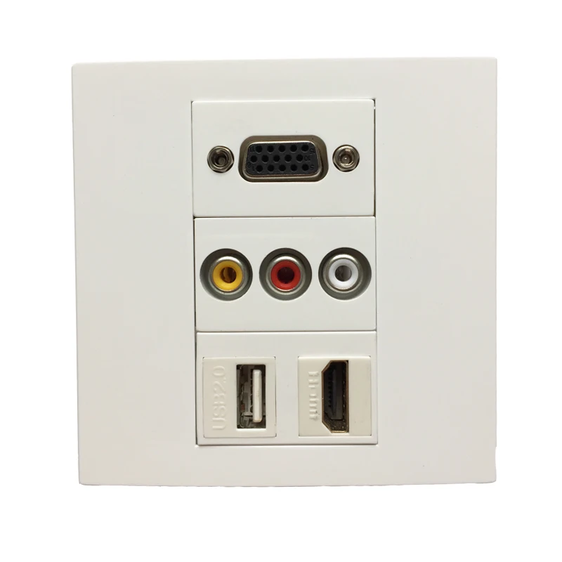 

PC VGA RCA HDMI2.0 USB3.0 AV 3RCA Wall Panel Plate Faceplate Female Connector 86x86mm Outlet Socket