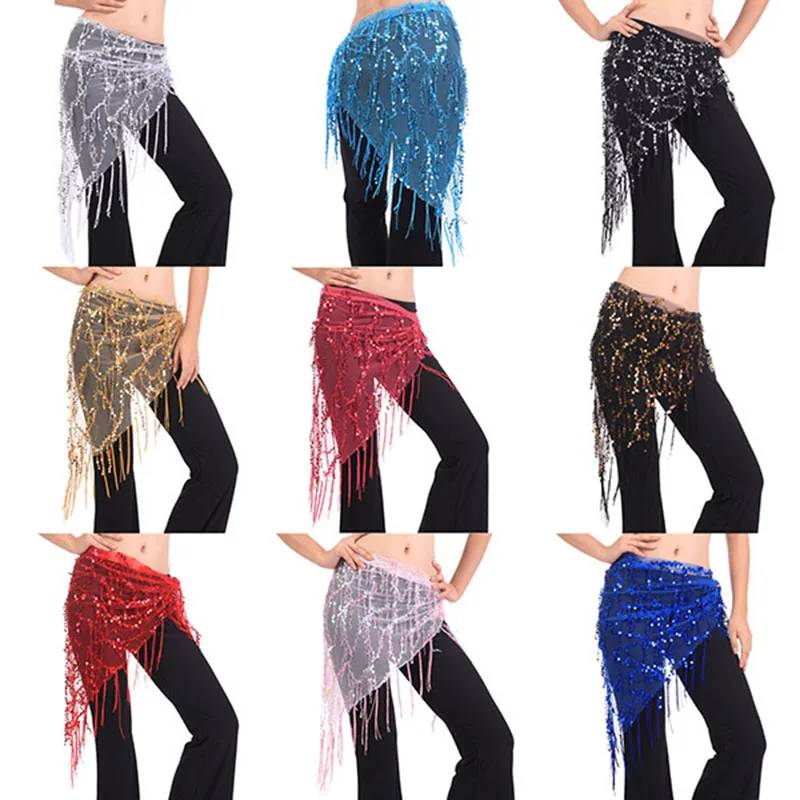 New style Belly dance costumes sequins tassel indian belly dance hip scarf for women belly dancing belt 11kinds of colors