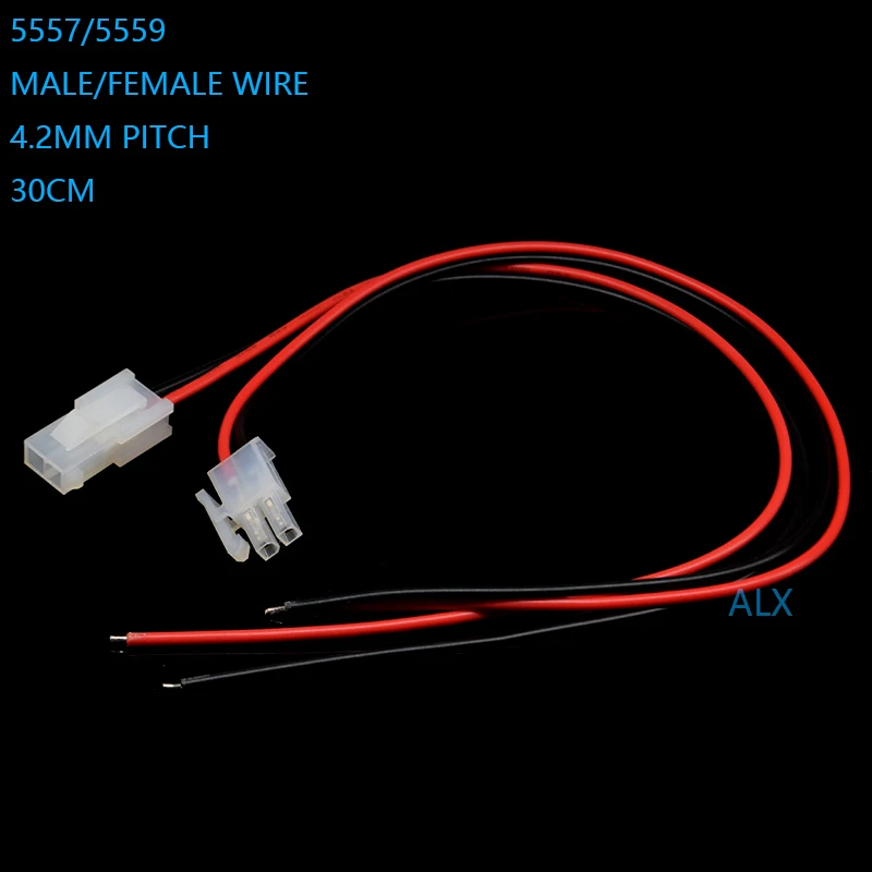 2pcs 30cm 5557 5559 1*2 2pin Connector Male Female Plug With Cable Wire 4.2mm Pitch 18awg 1x2 Pin 1x2pin 2 Pin