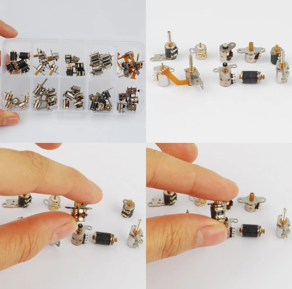 50pcs 4 Wire 2 Phase dc micro stepper motor 10 Types 5pcs each Miniature stepper motor Assorted  with box