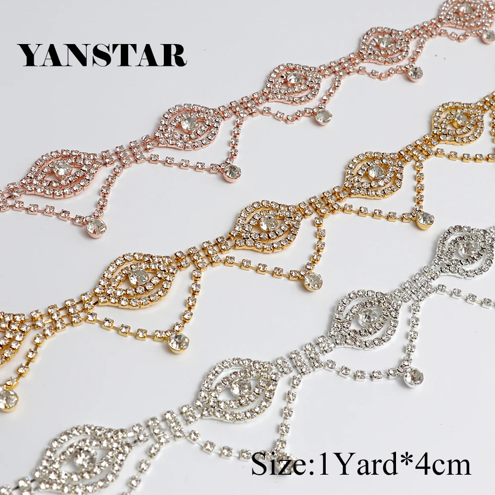 

YANSTAR (30Yards) Wholesale Handmade Wedding Dress Belts Crystal Rhinestones Appliques Accessory Sewing On Bridal Sash YS969