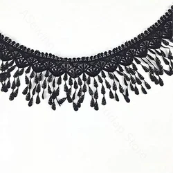 High Quality 3 Yards 8 cm wide Lace Trim lace fabric with Tassel Black,White DIY Sewing Applique Craft 5BB5463