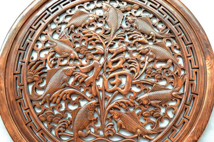 Dongyang woodcarving wall hanging round 80cm 