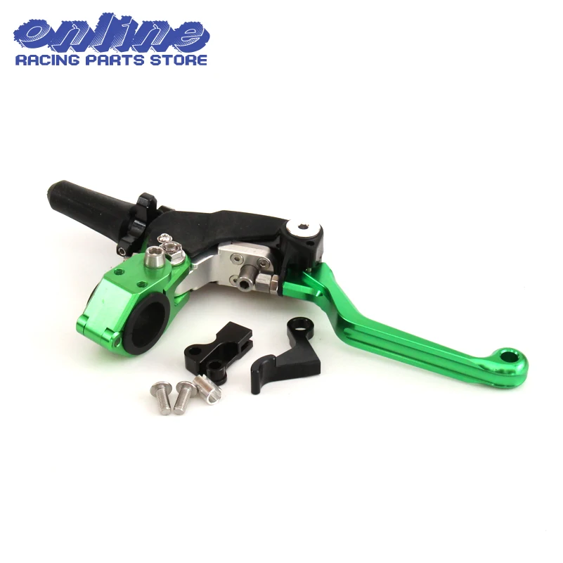 Green CNC Billet Pivot Foldable Clutch Lever Perch For Kawasaki KX65 85 125 250 500 250F 450F KLX450R 150 250 Motocross Enduro