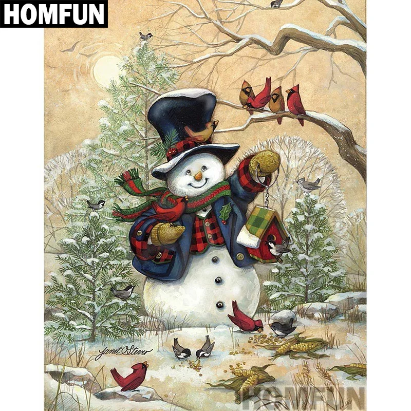 

HOMFUN Full Square/Round Drill 5D DIY Diamond Painting "Christmas snowman" 3D Embroidery Cross Stitch 5D Home Decor A00881