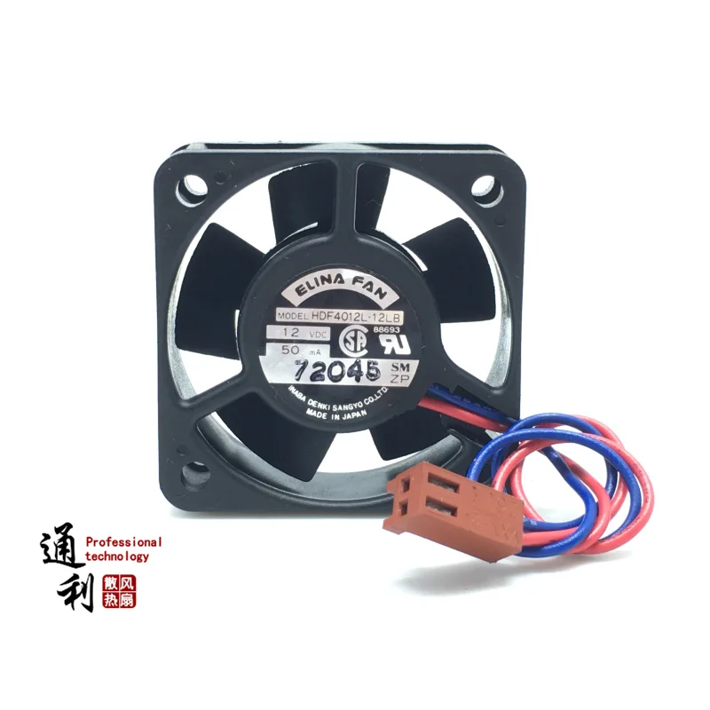 ELINA FAN HDF4012L-12LB DC 12V 50mA 40x40x10mm 2-wire Server Square Fan