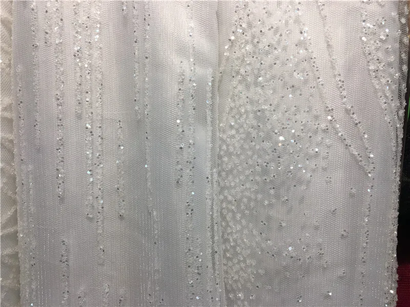 All white glitter design unique French Nigerian Lace Fabric H-91 High Quality glitter Tulle for wedding dress