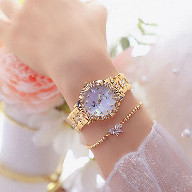 Watch Women Luxury Brand Fashion Rose Gold Diamond Crystal Ladies Watches Rhinestone Wristwatch Women Bayan Kol Saati