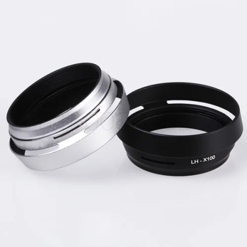 Metal Lens Hood Shade + 49mm Adapter Ring for Fujifilm X100F X70 X100T X100S LH-X100 Back Silver LA-49 X100