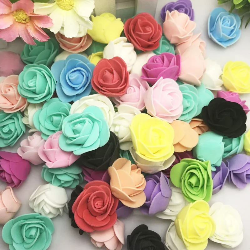 New 10 PCS/Bag Blue PE Foam Rose Flower Head Handmade DIY Wedding Home Decoration Multi-use Artificial Rose Flower 15 Color