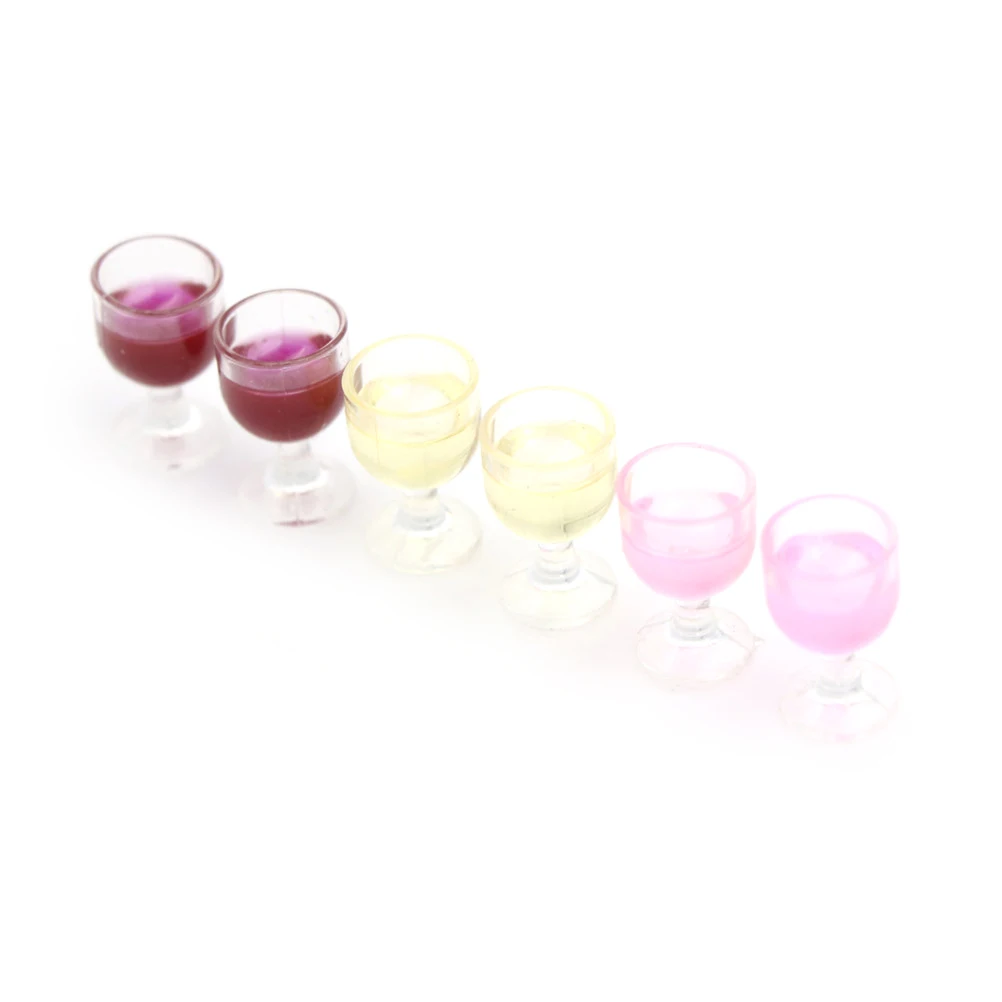 2-6Pcs Mini Rotwein Tasse Simulation Möbel Wein Glas Becher für Puppe Haus Dekoration 1/12 Puppenhaus Miniatur zubehör