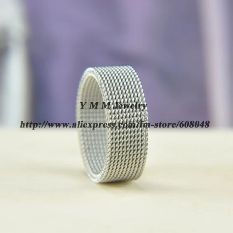 8mm Netlike Titanium Steel Ring, 24pcs Stainless Steel Finger Ring