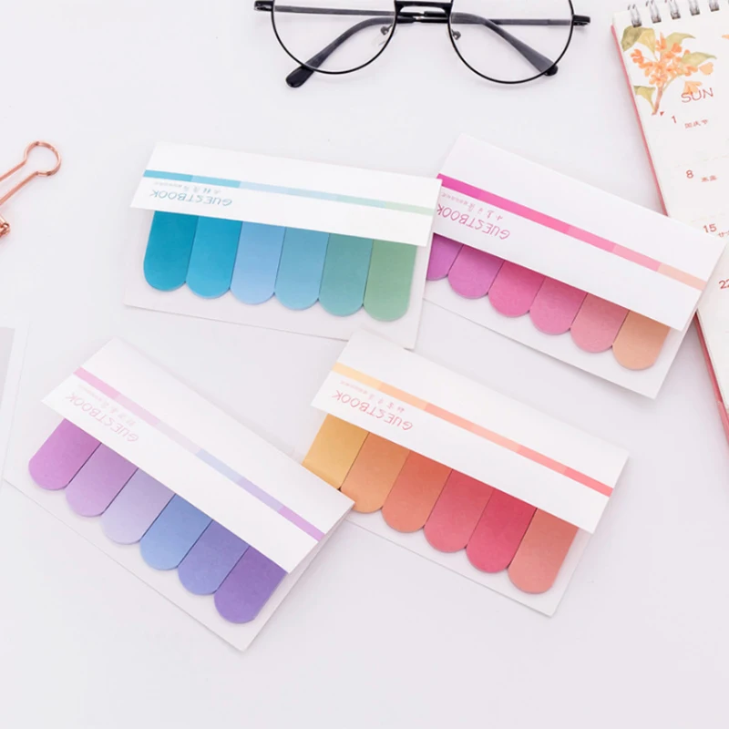 Creative Novelty 6 Color Gradient Sticky Notes DIY Student Notes Planner Stickers School Office Supplies Stationery 1 Pcs
