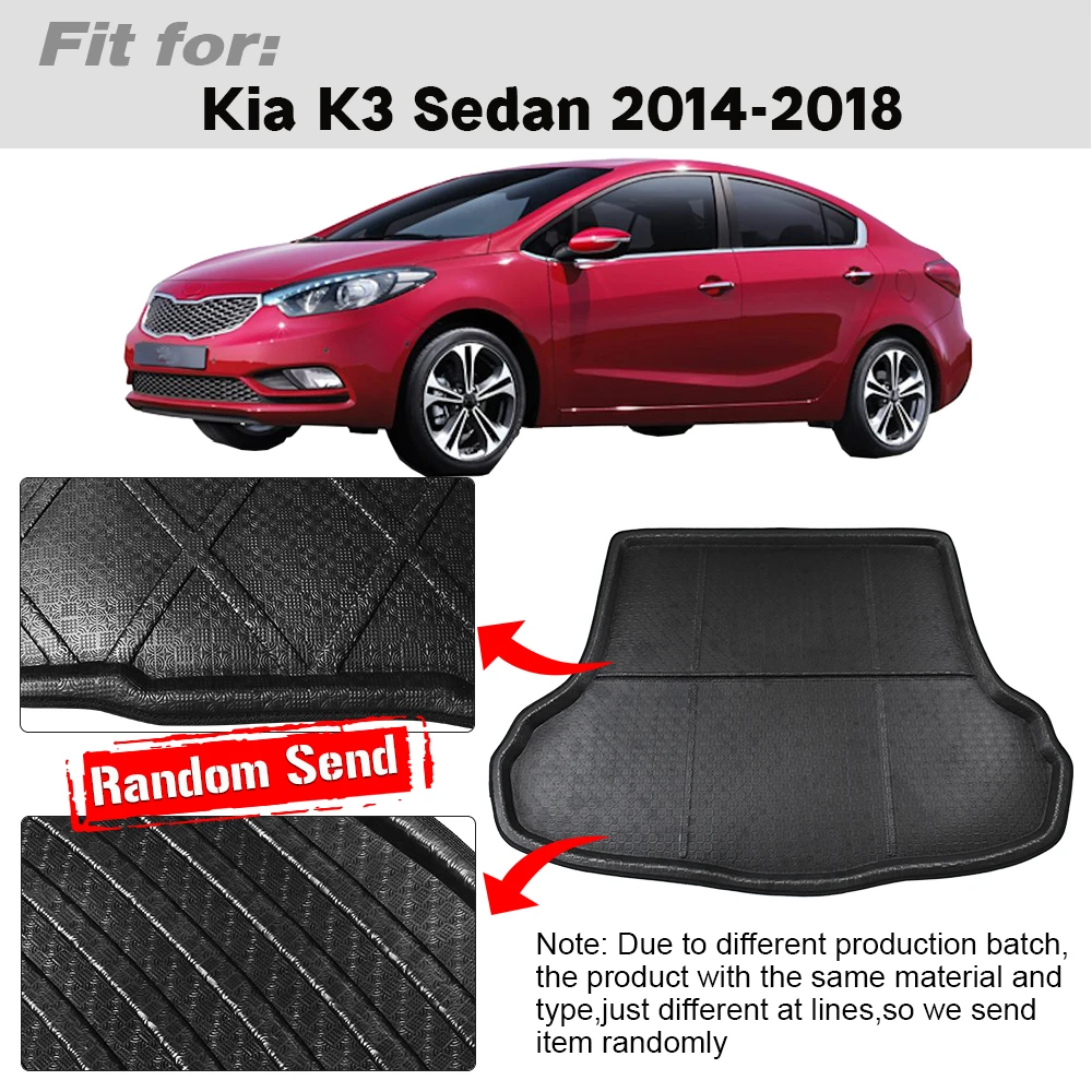 Buildreamen2 Dla Kia Forte Cerato K3 Sedan Taca samochodowa Wyściółka bagażnika Mata podłogowa Cargo Carpet Mud Pad 2014 2015 2016 2017 2018 — zdjęcie 4