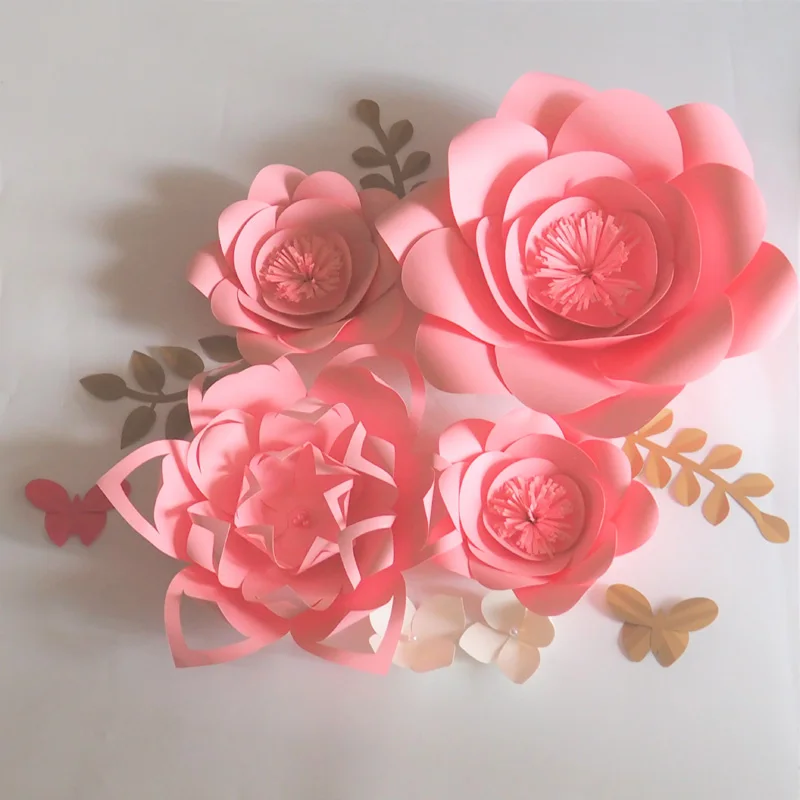 

2018 Giant Paper Flowers Backdrops 6PCS+3 Leaves+2 Butterflies Wedding & Event Decor Baby Nursery Baby Shower Windows Display