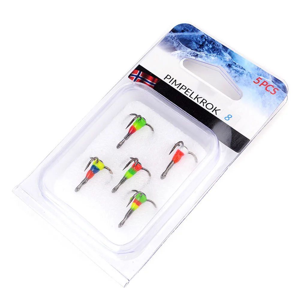 Fishing Hooks Winter Ice Fishing Three-jaw Hook High Carbon Steel Tackle Tools Fishing Accessories 5Pcs/Set Newly 6# 8# 10#