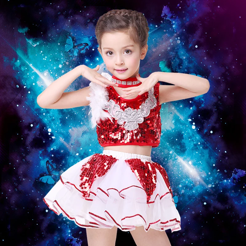 Children's day dance performance children's dresses, children's sequins cheerleading children's sequins jazz dancers