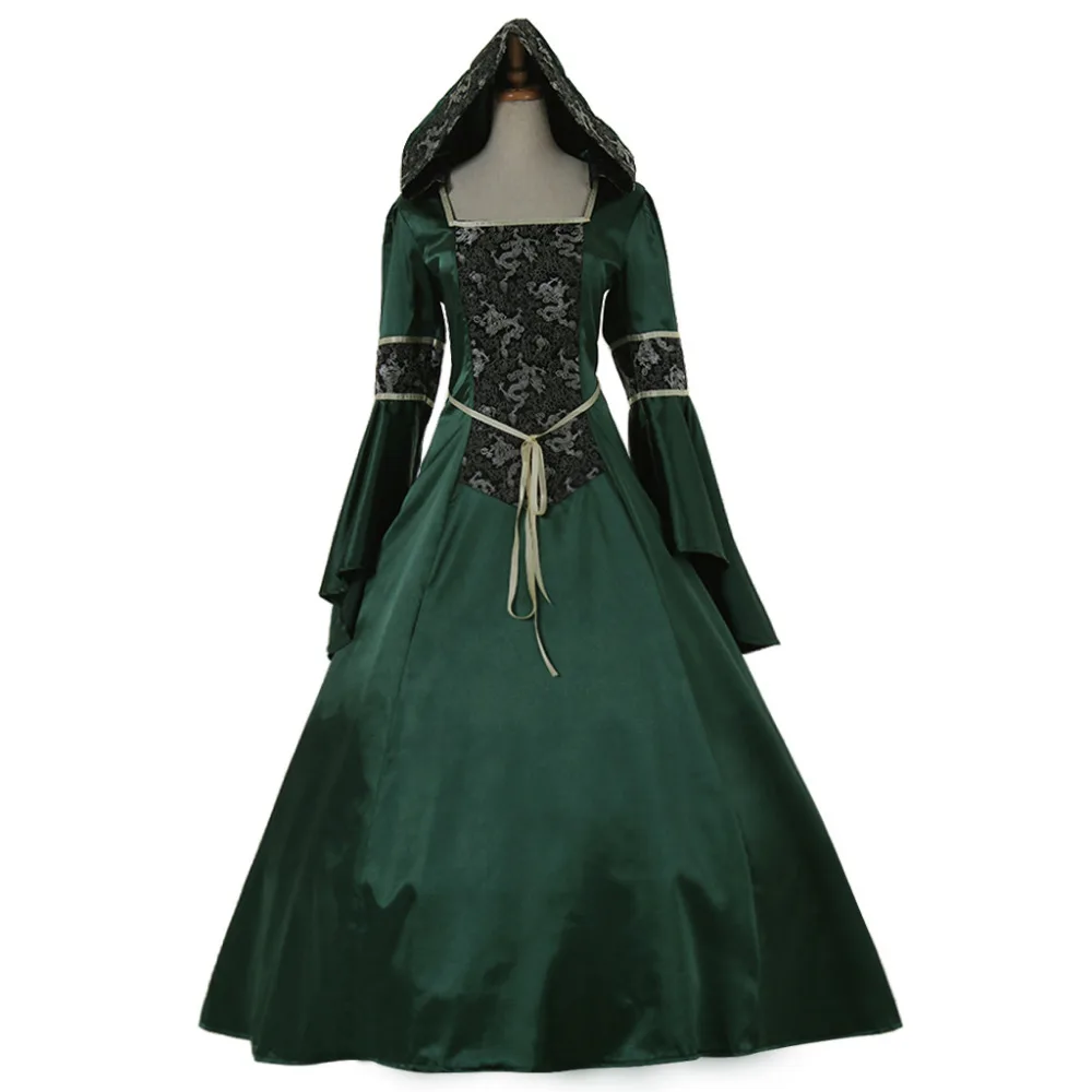 

Elegant Long Sleeve Victorian Medieval Aristocrat Ball Gown Dress Deep Green Wedding Carnaval Party Fancy Dress Custom Made