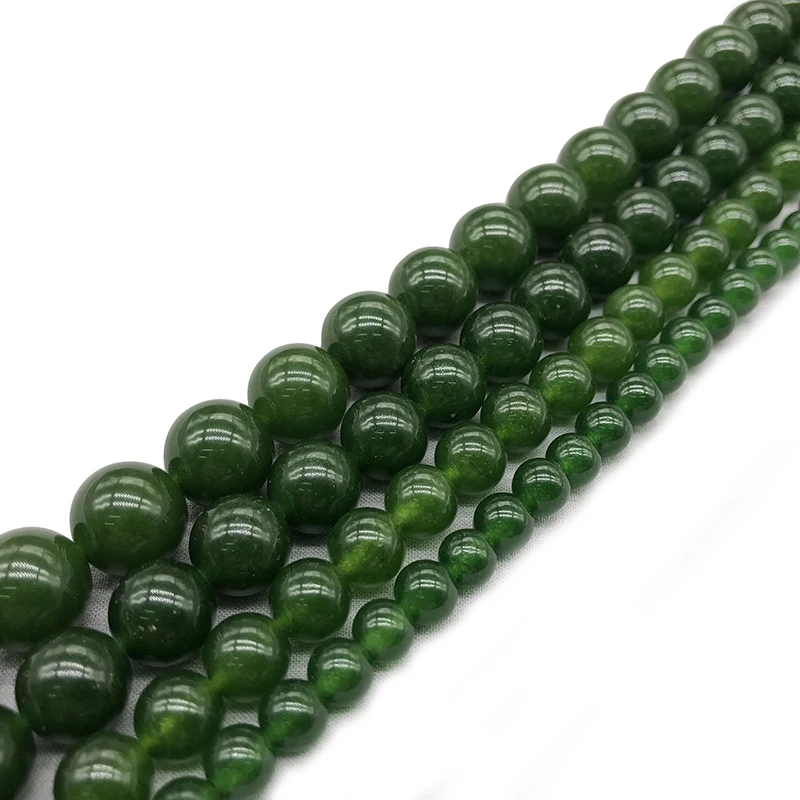 Natural Stone Green Jades Round Loose Beads 6 8 10 12MM Pick Size for Jewelry Making