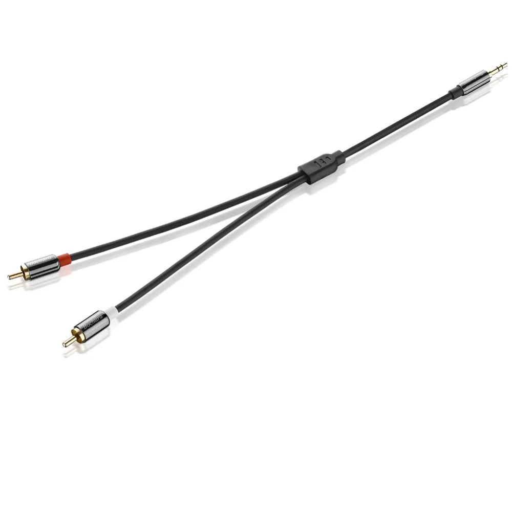 Bochara 3.5mm Stereo Jack Male to 2RCA Male OFC Audio Cable Metal+Foil Shielded For Speakers Amplifier 30cm 1.8m