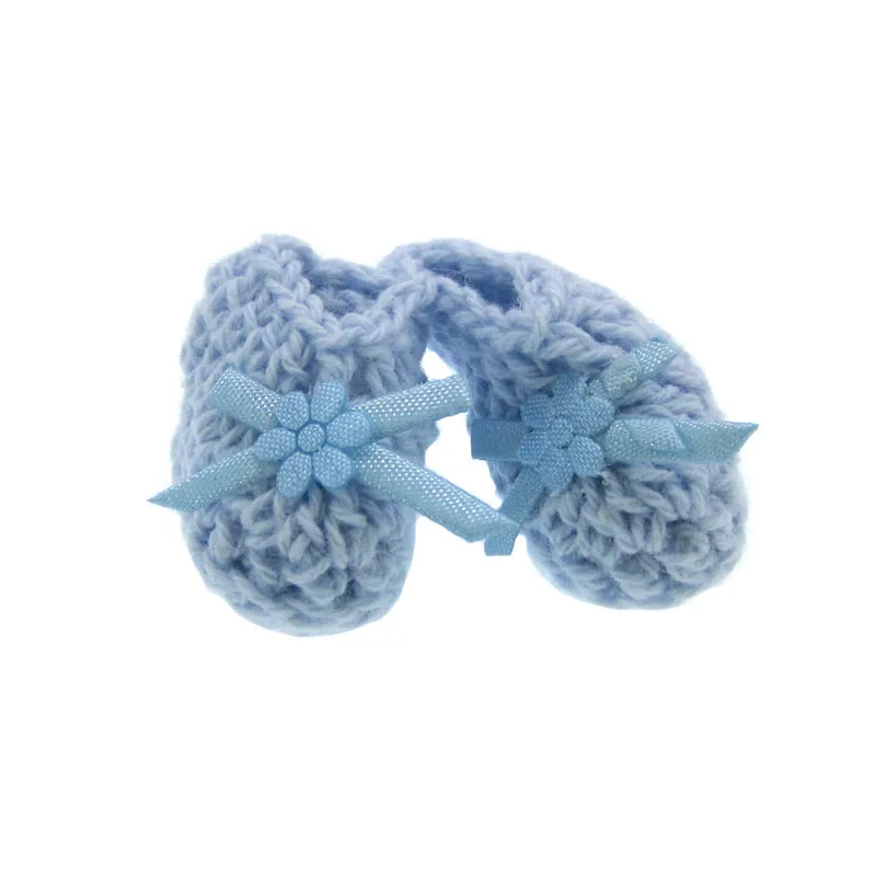 12Pairs Handmade miniature crochet booties For baby shower favors baptism party decorations 2.5 x 4.0cm