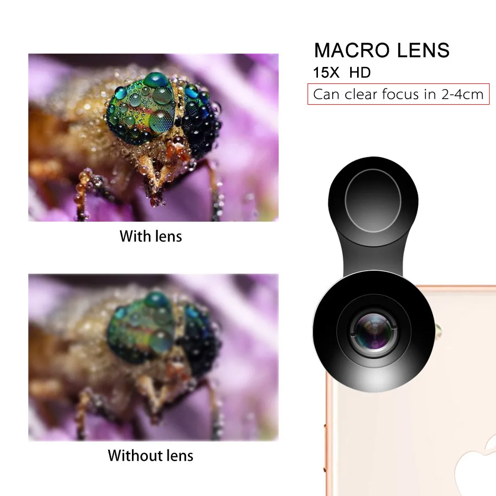 Flower Bud 9K HD Phone Lens Wide Angle Macro Lens No Distortion 0.45X Professional 2 in 1 Camera for Smartphone iPhone Mobile