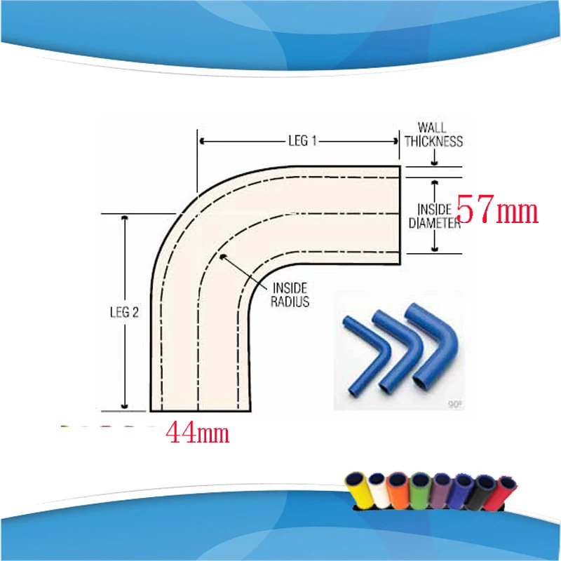 44mm-57mm 90 Degree Eblow Silicone hose Reducer Coupler (custom hose min:5)