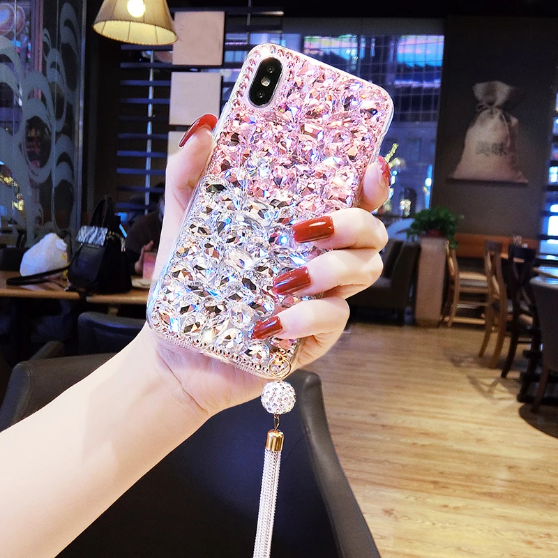 For Iphone 16 17 12 13 14 15 Pro Max Samsung Galaxy S21 S22 S23 S24 Plus Ultra Note 20 Luxury Diamond Tassel Crystal Phone Case