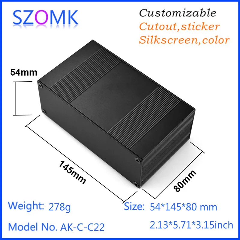 1Piece 54*145*80mm szomk electrical box aluminum enclosure box power supply aluminum case extrusion project junction housing