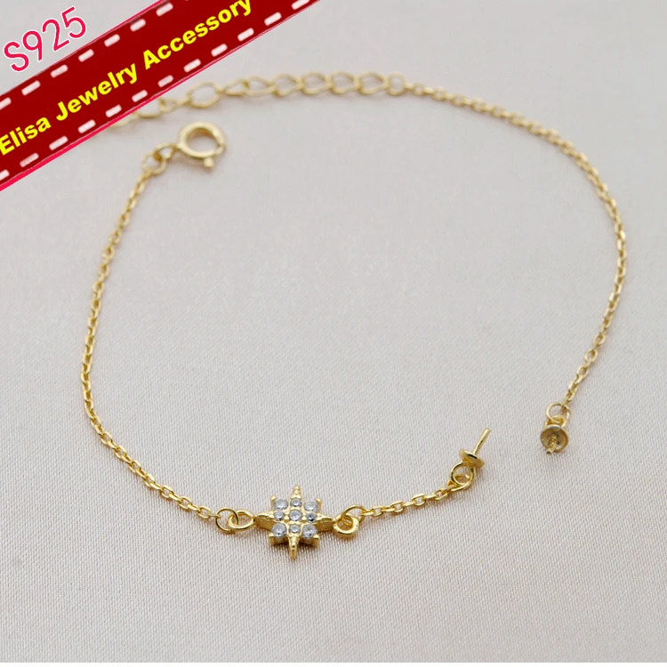 

Star S925 Sterling Silver Bracelet Accessory Bracelet Findings Women DIY Jewelry Fittings Silver&Gold Color 3Pieces/Lot