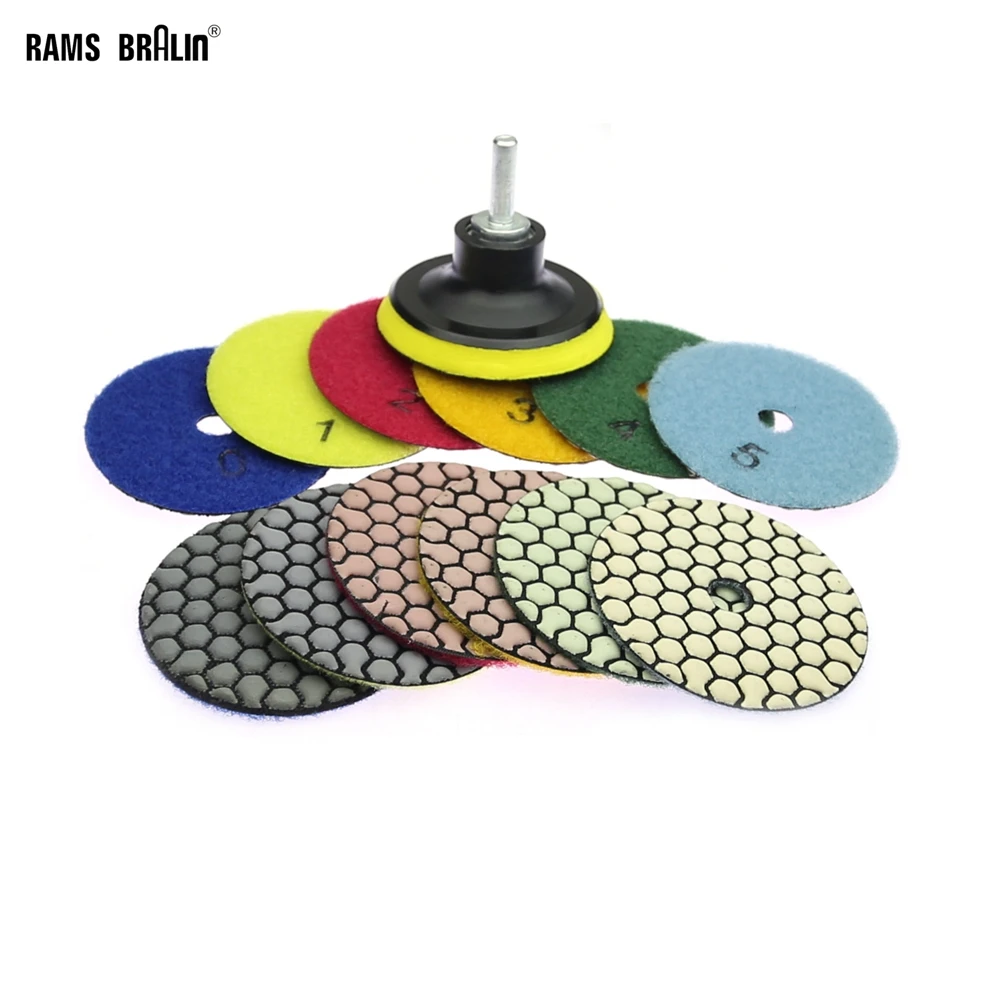 6 pieces 80/100mm Stone Dry Grinding Disc Marble Polishing Pad Holder Nozzle for Drill