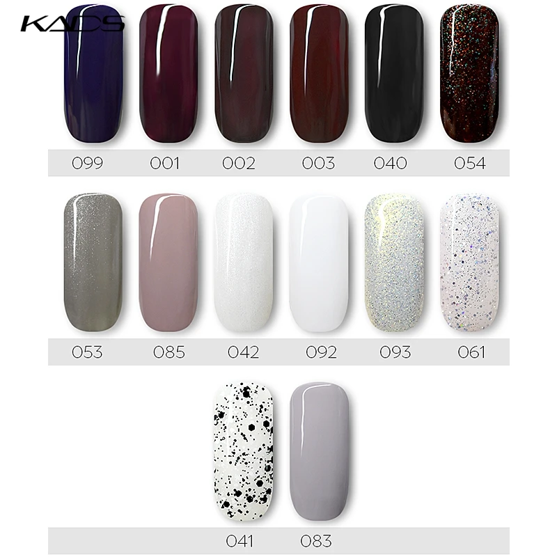 Kads-ジェルネイルポリッシュ,半永久的,光沢,カラーブラック,ヌード,7ml,UV LEDランプ硬化,マニキュア用