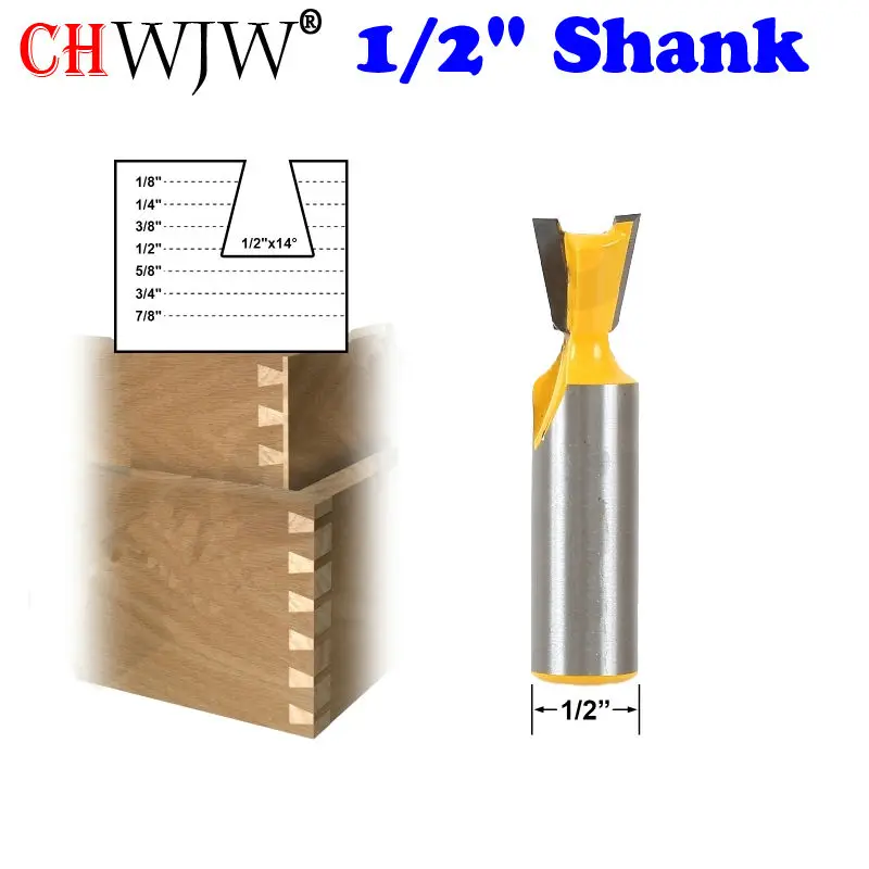 

1pc Dovetail Router Bit - 1/2" x 14 Degree - 1/2" Shank Woodworking cutter Tenon Cutter for Woodworking Tools