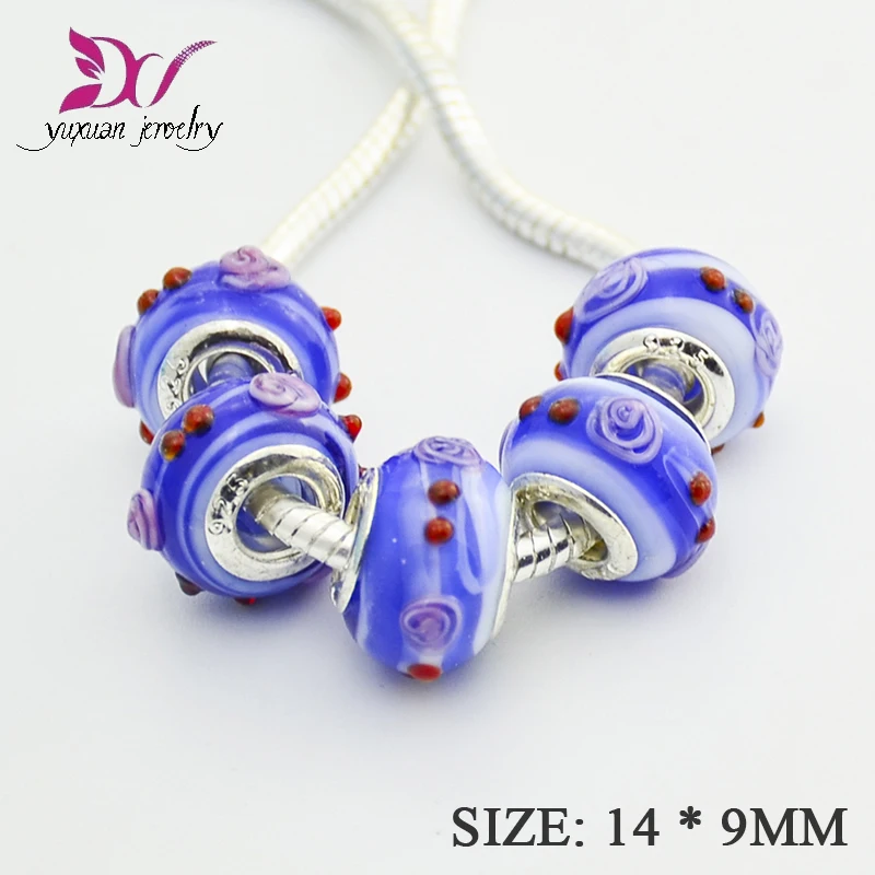 

High Quality 925 sterling-silver-jewelry Murano Glass Beads Fit Bracelet Bangles Charms For Women European Jewelry TK086