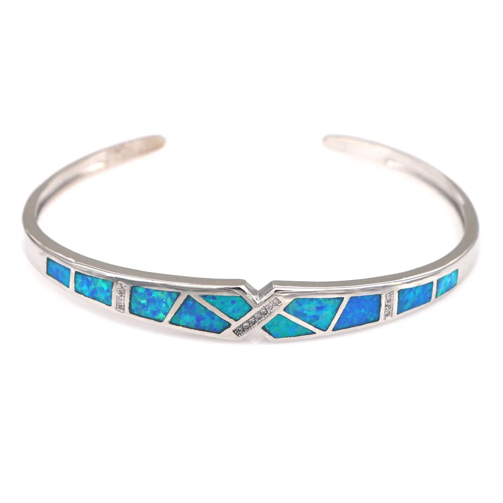 

JLZ-044 Women Simple Geometric Bangles Premium Blue Opal bangles Women's Jewelry Gifts