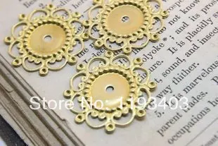 20PCS  RAW brass Filigree Jewelry Connectors Setting Cab Base Connector Finding (FILIG-RB-24)-28mm