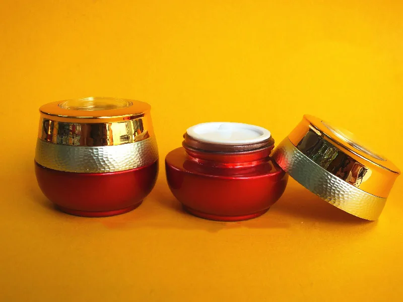 

High-end cosmetic packaging 20G Cream jar ,empty glass jar 20g , red color 20 g glass empty round cosmetic jar for sale