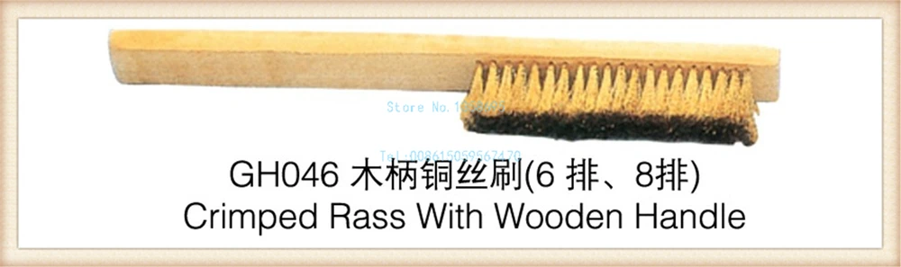 Free Shipping 2pcs/lot crimped brass brush with wooden handle, GH046 gold Clearing Brush 8 row, jewelry tools cleaning brush