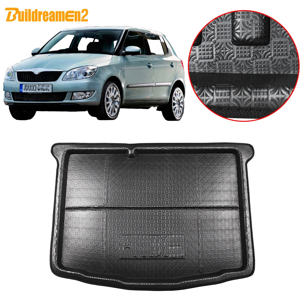 Buildreamen2 For Skoda Fabia (NJ) Hatchback Car Trunk Mat Tray Boot Liner Cargo Floor Carpet Protector Pad 2015 2016 2017 2018