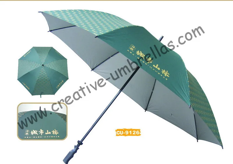 Free shipping by sea,pongee silver coating fabric 14mm fiberglass shaft and ribs,hand open golf umbrella,windproof,pistol handle