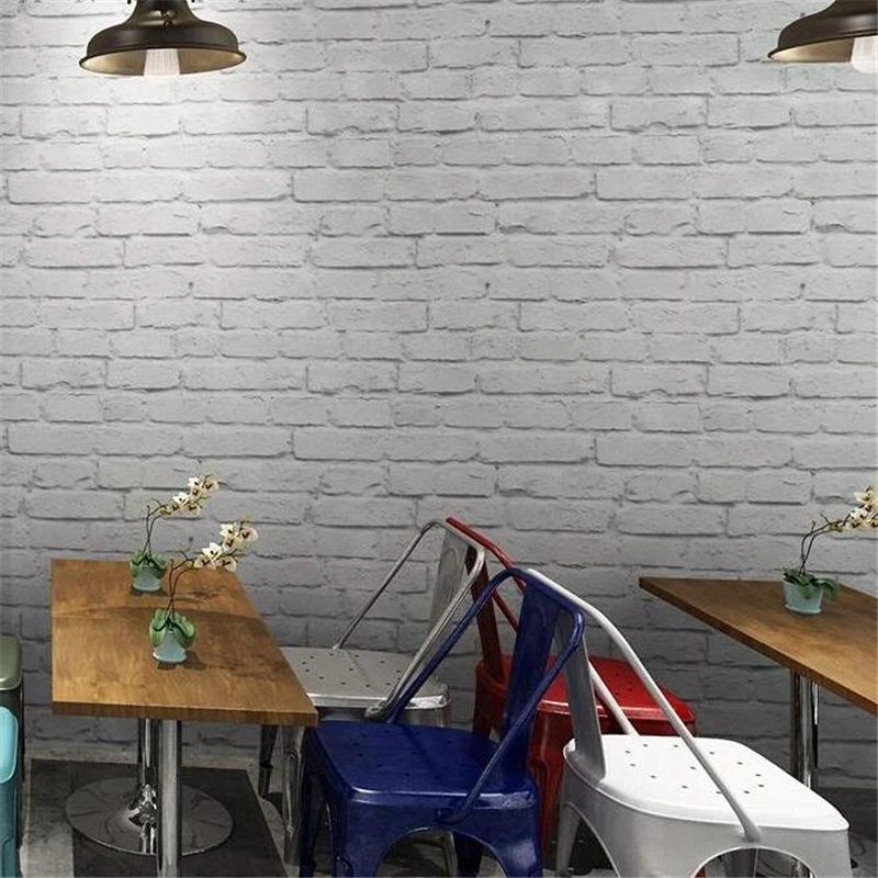 beibehang White brick wallpaper culture brick living room clothing store wallpaper Nordic style retro 3D white brick pattern