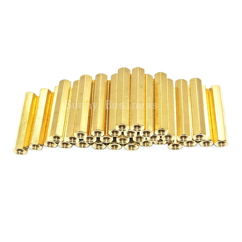 

50pcs/lot M3*L (4mm~50mm) Brass Standoff Spacer Female Female M3*L Brass Threaded Spacer hex spacer/BSSFFNNP M3