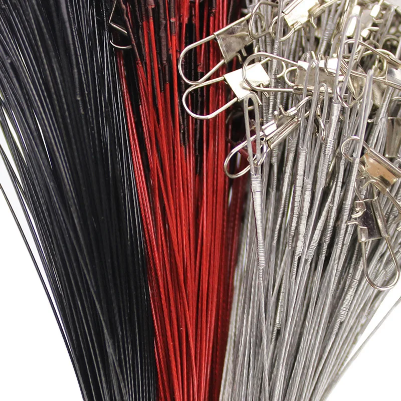 20pcs/Lot Fishing Steel Wire Leader With Swivel Fishing line Red/Silver/Black Fishing Accessory