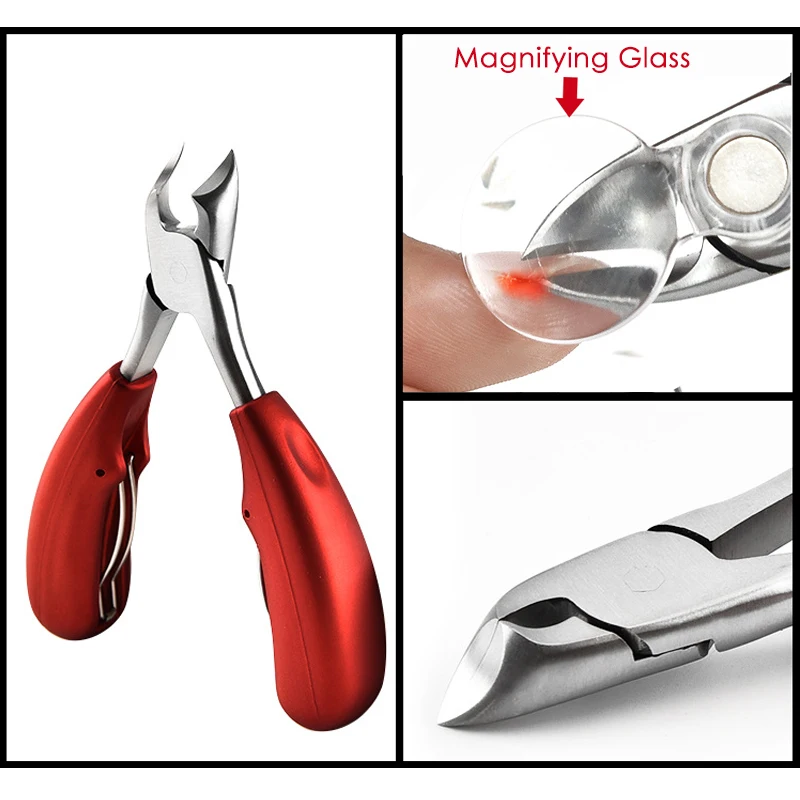 Magnifying Glass Nail Cuticle Pliers Nipper Clipper Scissor Manicure Stainless Steel Paronychia Repair Nail Art Tool Profession