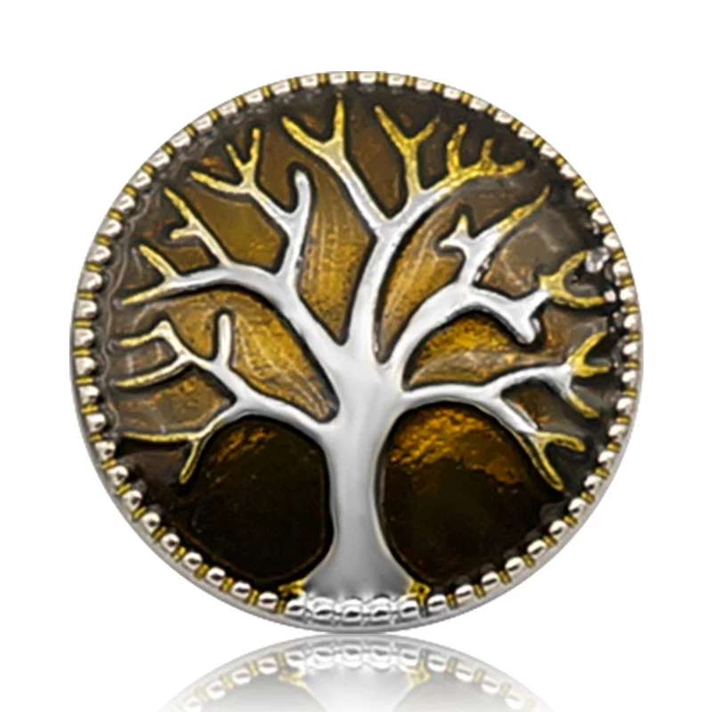 New KZ3080 Beauty Charm Colorful Life tree 18MM Metal snap buttons 4colors for DIY snap jewelry wholesale