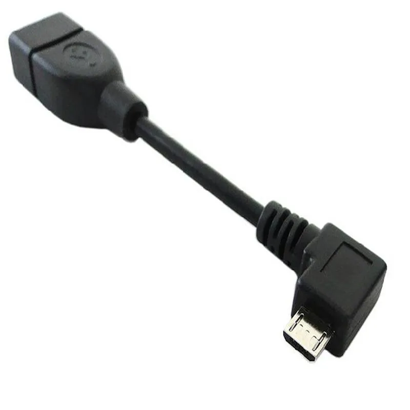 1 قطعة جودة عالية الأسود الزاوية اليمنى المصغّر USB كابل OTG للهاتف المحمول اللوحي