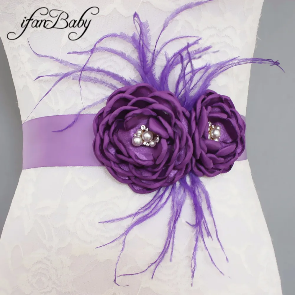 

Burn flower Belt,Girl Woman Sash Belt Wedding Feather Sashes belt